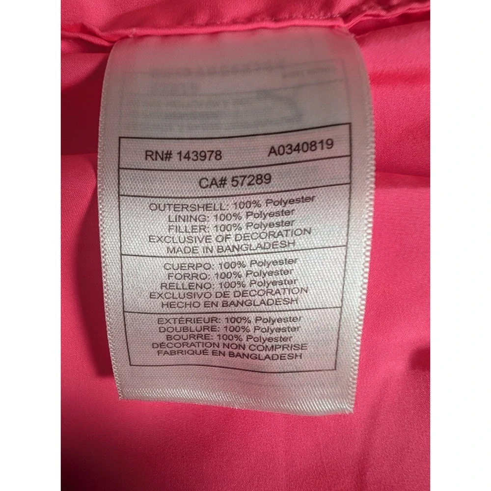 Puma Kids Pink Quilted Puffer Vest Silver‎ Glitter Logo Full Zip Mock Neck 87819